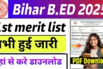 Bihar BED 1st Merit List 2025