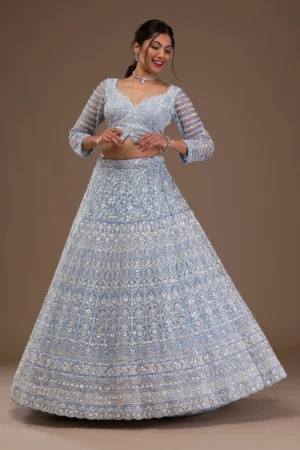 Pearlwork Net Readymade Lehenga